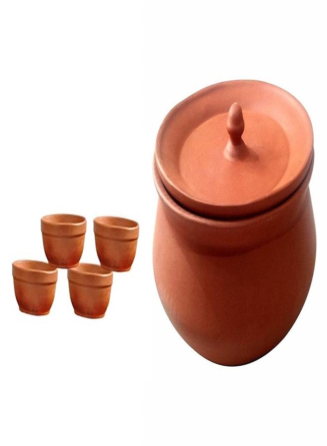 SHRIYAM CRAFTS Clay Curd Pot Dahi Handi/Dal Handi/Mitti Handi with Clay Vegetables Bawl (Curd 800ml with 4 Bawl) - Image 1